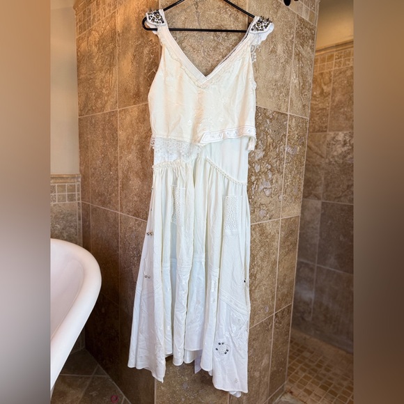 NEW ZARA ATELIER OYSTER WHITE STUDDED BEADED DRESS LIMITED EDITION XS - Picture 13 of 15